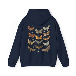 Bluza z kapturem Moth: Cottagecore Celestial Navy