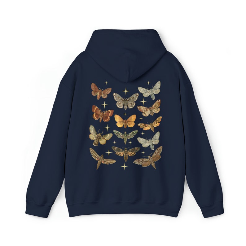 Bluza z kapturem Moth: Cottagecore Celestial Navy