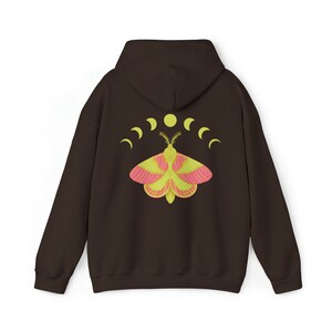 Rosy Maple Moth Hoodie: Pastel Goth Fairygrunge Fashion Dark Chocolate