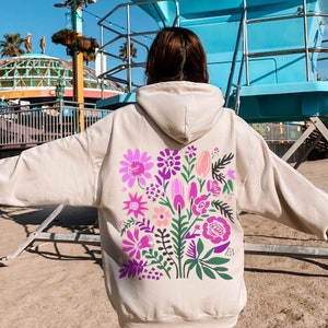 Flower Hoodie Boho Hoodie Cute Hoodie Nature Cottagecore Hoodie Granola Girl Baby Blue Hoodie Pastel Hoodie Oversized Botanical Hoodie