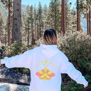 Rosy Maple Moth Hoodie: Pastel Goth Fairygrunge Fashion White