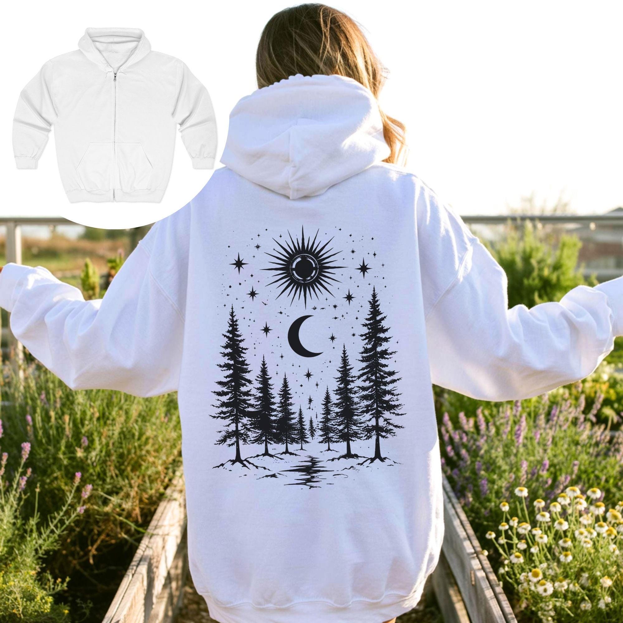 Sun and Moon Zip Hoodie - Etsy