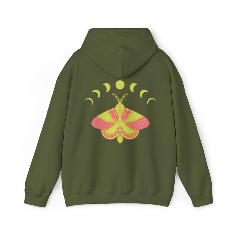 Rosy Maple Moth Hoodie: Pastel Goth Fairygrunge Fashion Military Green