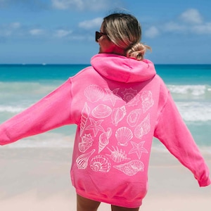 Moletom com capuz Seashell, moletom com capuz Ocean Beach, moletom com capuz Beachy, roupas Mermaidcore, estilo inspirado no oceano, roupas para adolescentes, presentes para adolescentes, coisas preppy