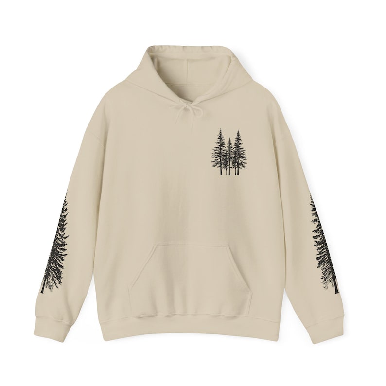 Nature Hoodie: Forest Tree Hooded Sweatshirt Sand