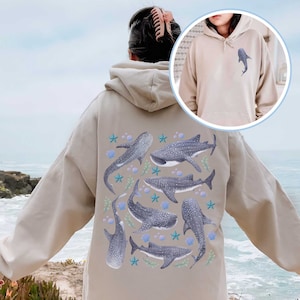 Whale Shark Hoodie Whale Shirt Shark Whale Sweatshirt Whale Sweater Ocean Animal Hoodie Ocean Inspired Style Ocean Beach Hoodie Cute Hoodie