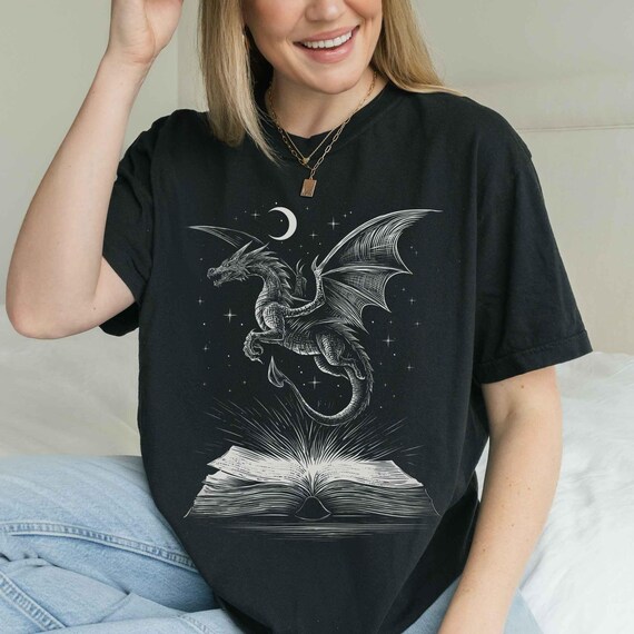 Celestial Dragon Librariancore Comfortcolors Fantasy Reader Shirt