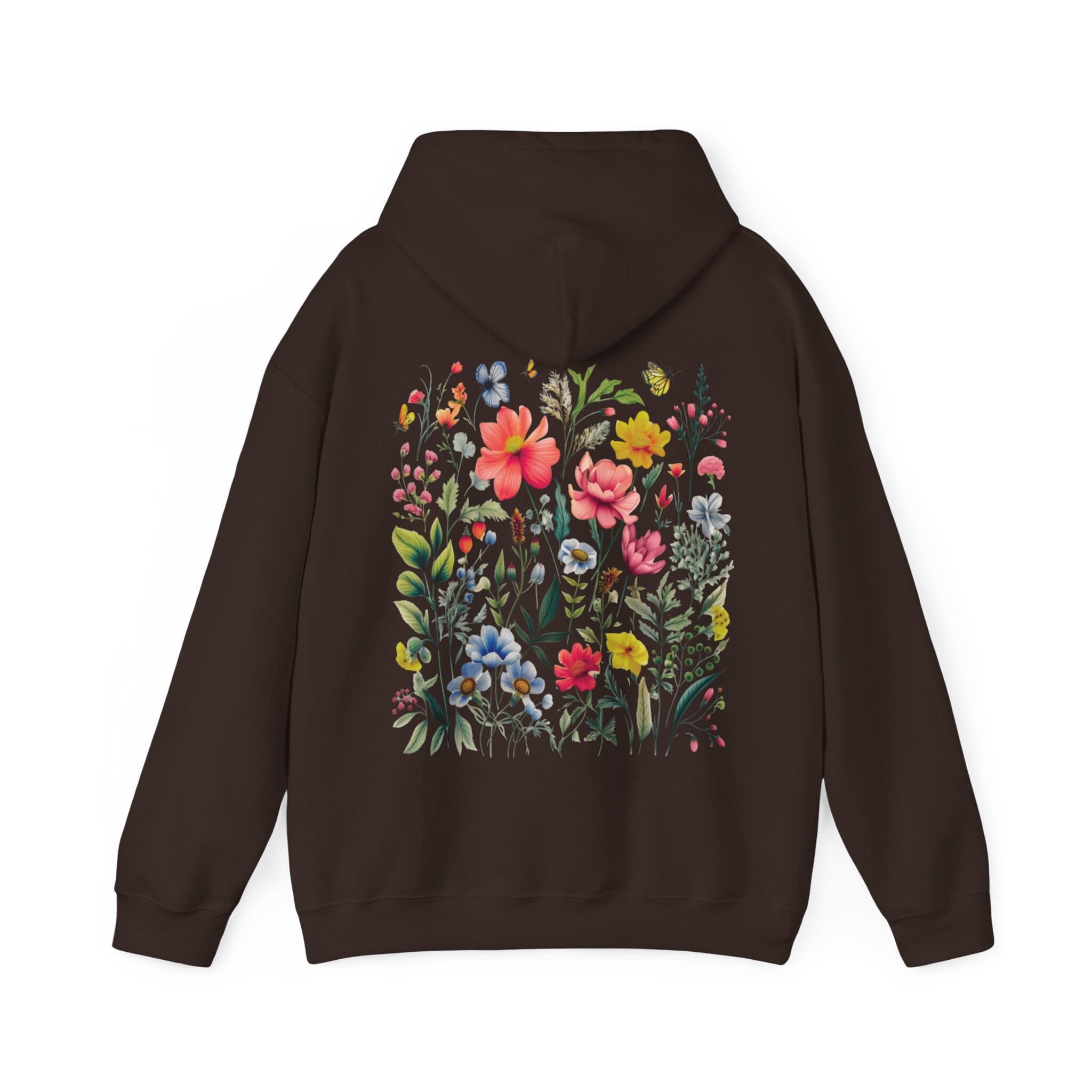 Wildflower Graphic Hoodie: Dark Green Oversized Floral Sweatshirt - Etsy