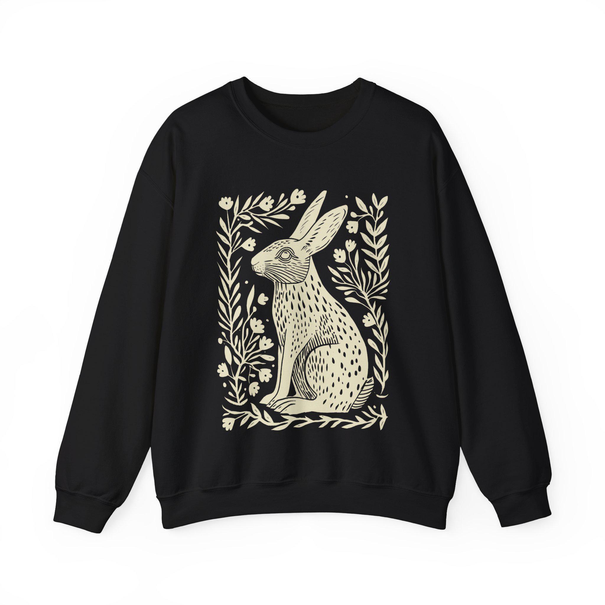 Folk Art Rabbit Sweatshirt: Hygge Bunny Design - Etsy