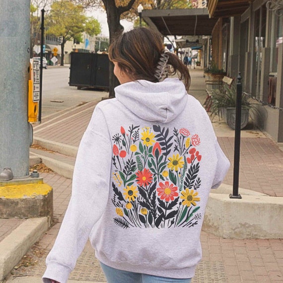 Flower Hoodie Wildflowers Hoodie Pressed Flowers Hoodie
