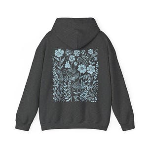 Blue Wildflower Hoodie: Women's Cottagecore Graphic Sweatshirt Dark Heather