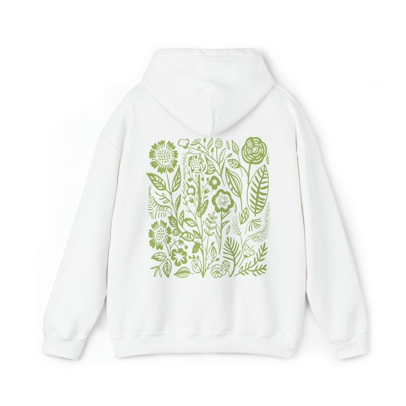 Wildflowers Hoodie Forest green Hoodie Dark Green Hoodie Retro Floral Hoodie Pressed Flower Shirt Nature Hoodie Cottagecore Hoodie White