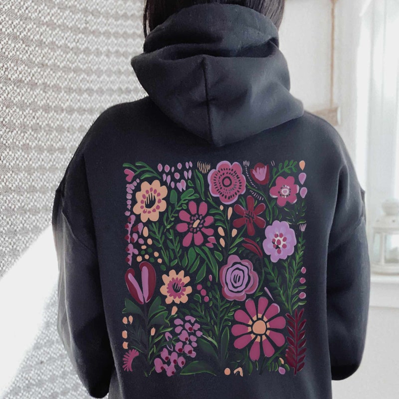 Artistic Floral Vase Print Hoodie