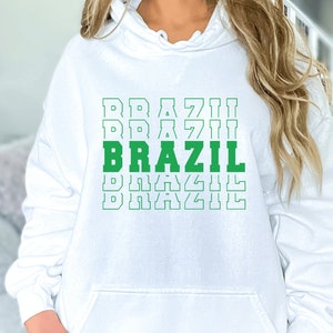 Brazil Hoodie, Brasil Moletom Com Capuz, Brazil Capuz, Brazil Travel Shirt, Gift for Brazilian, Brazil Gifts, Futbol Shirt, Brazil Pride White