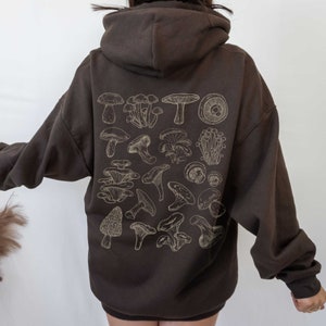 Mushroom Hoodie Cottagecore Hoodie Mushroom Sweatshirt Mushroom Sweater Goblincore Hoodie Brown Hoodie Forest Green Hoodie Dark Green Hoodie