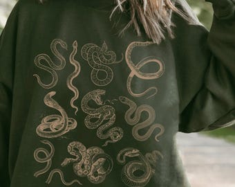 Snake Print Sweatshirt: Cottagecore Goblincore Whimsigoth Style