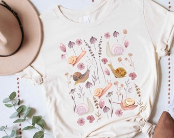 Cottagecore Snail Shirt, Pressed Flower Fairycore Tee