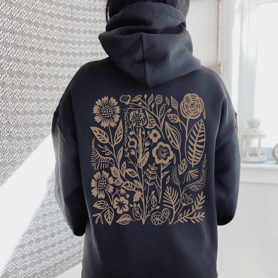 Zip up Hoodie Wildflowers Hoodie Flower Zip up Floral Hoodie