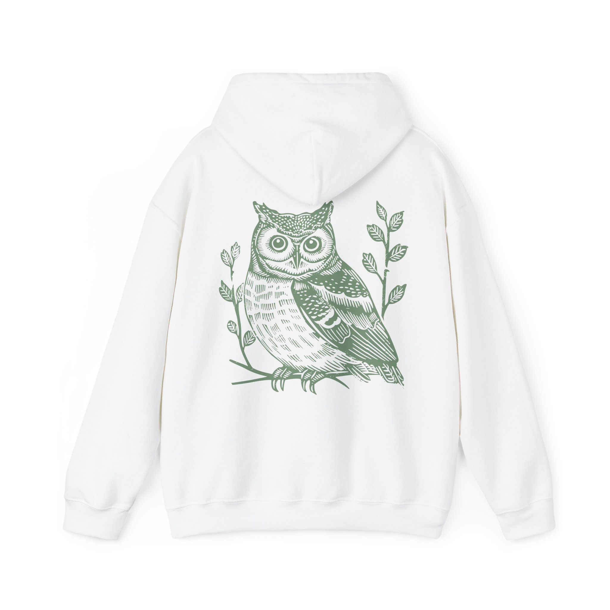 Owl Hoodie Forest Green Hoodie Granola Girl Owl Sweatshirt Snow Owl Barn Owl Linocut Shirt Owl Gifts for Women Bird Hoodie Forest Hoodie Etsy