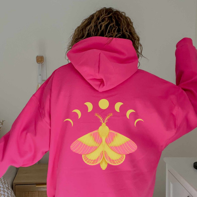 Rosy Maple Moth Hoodie: Pastel Goth Fairygrunge Fashion Heliconia