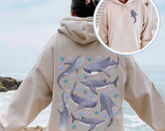 Whale Shark Print Hoodie - Ocean Animal Sweatshirt