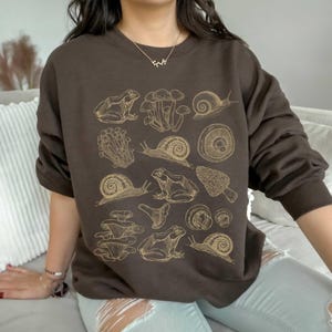 Frog Snail Mushroom Sweatshirt - Goblincore Cottagecore Crewneck