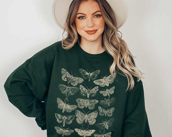 Moth Sweatshirt: Celestial Insect Design, Unisex Fit