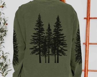 Pine Tree Long Sleeve Shirt: Naturecore Forest Graphic Tee