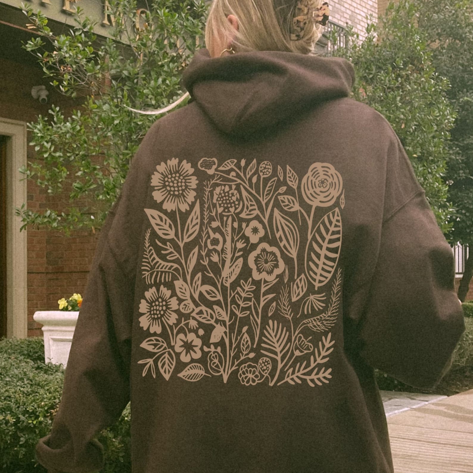 Forest Green Floral Hoodie: Cottagecore Wildflower Sweatshirt - Etsy