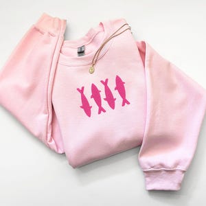 Geborduurd sardinesweatshirt Sardineshirt Fisherman Esthetic Fisherman-sweater Oceancore Fish-sweater geborduurd sweatshirt ronde hals