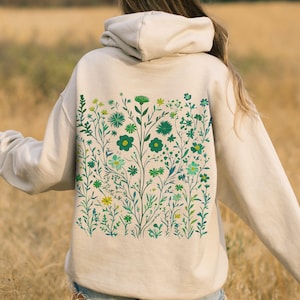 Granola Girl Wildflower Art Hoodie Flower Hoodie Cute Womens Hoodie Nature Hoodie Garden Hoodie Plant Floral Hoodie Teenage Girl Hoodies