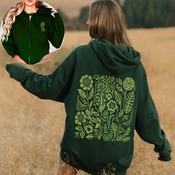 Wildflower Zip up Hoodie: Full Flower Zip up Hoodie - Etsy