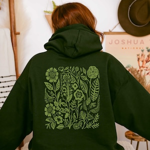 Wildflower Zip Up Hoodie Full Zip Up Hoodie Cottagecore Hoodie Luna Moth Hoodie Granola Girl Pressed Flower Shirt Zip Up Hoodie Women