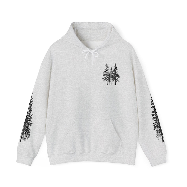 Nature Hoodie: Forest Tree Hooded Sweatshirt Ash