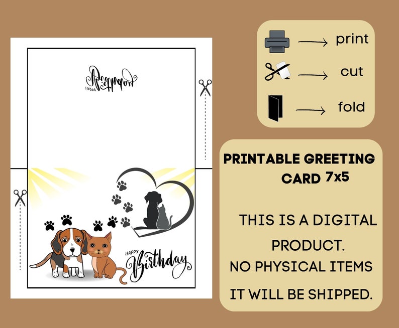 Printable Happy Birthday Card Printable Dog Birthday Card - Etsy