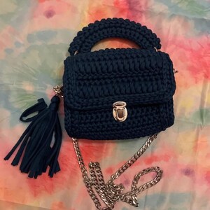 Blaue Tasche / handgewebte Häkeltasche / marineblaue Tasche / gestrickte Tasche für Frauen / handgemachte Tasche für Frauen / personalisierte Geschenkidee, maßgeschneiderte Handtasche