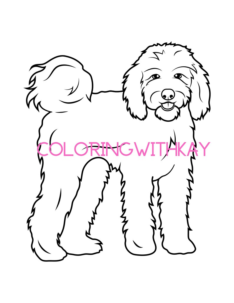 Golden Doodle Coloring Sheets - Etsy