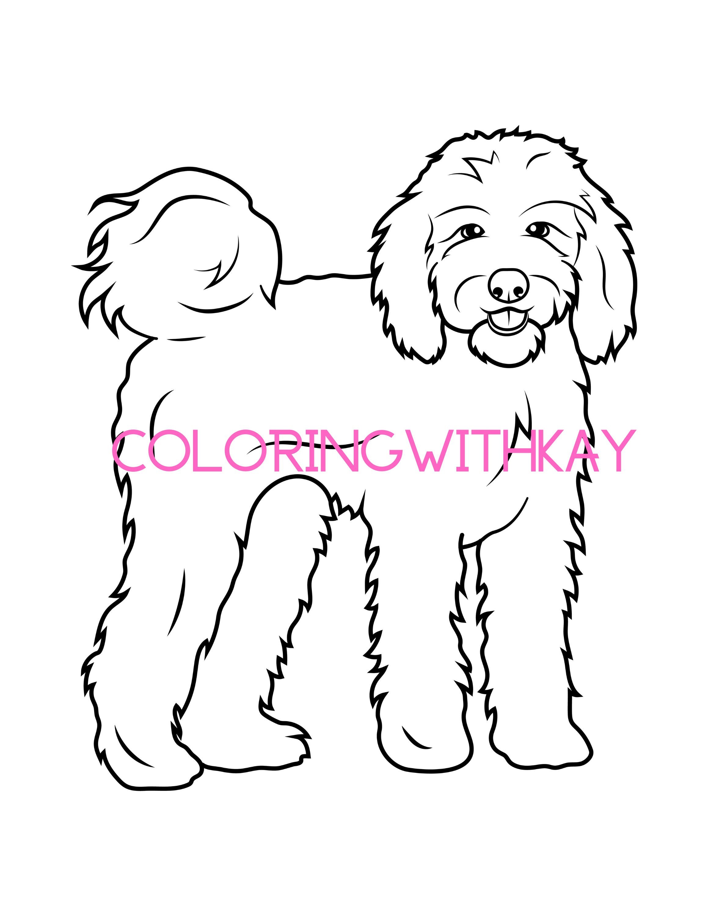 Golden Doodle Coloring Sheets Etsy
