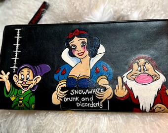 Original art, Custom painted Handbag, Snow White, Disney, woman’s gift, girls gift,  woman’s bag, funny gift, Signed Art, Painted handbag.