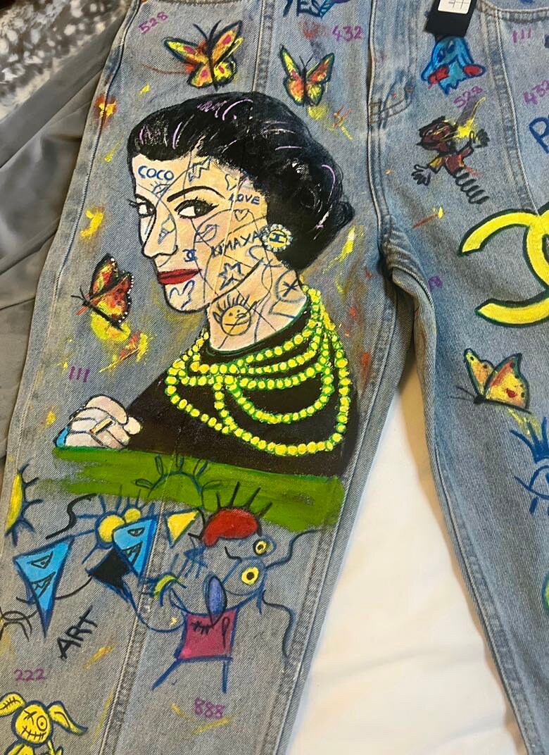 Buy Custom Hand Painted Denim Jacket swag Artwork Online in India