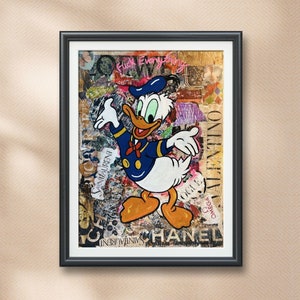 Original Donald Duck Pop Art | Street Art Style Mixed Media Painting | Bold Cartoon Wall Art by Limaxart