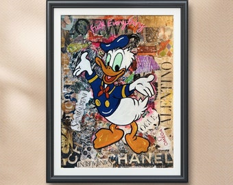 Donald Duck Pop Art Canvas – Mixed Media Street Art Statement Piece
