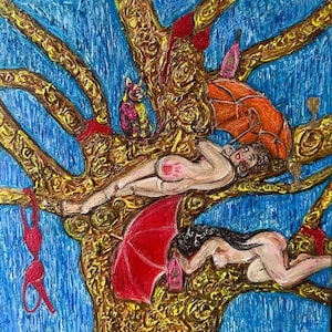 Two of Cups Tarot-Inspired Original Painting | Textured Oil on Canvas | Symbolic Art by Limaxart