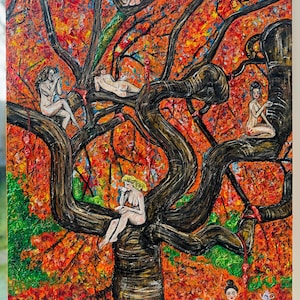 Seven of Cups, Original oil painting, Autumn contemporary art,  original colourful art by Limaxart