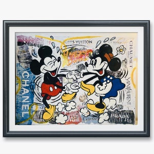 Original Mickey & Minnie Mouse Pop Art Painting – Hand-Painted Collage on Canvas by LimaxArt | Disney-Inspired Mixed Media Wall Art |