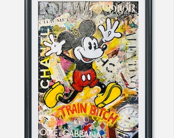 Mickey Mouse Pop Art Painting – Colourful Urban Street Art Canvas, Signed Artwork