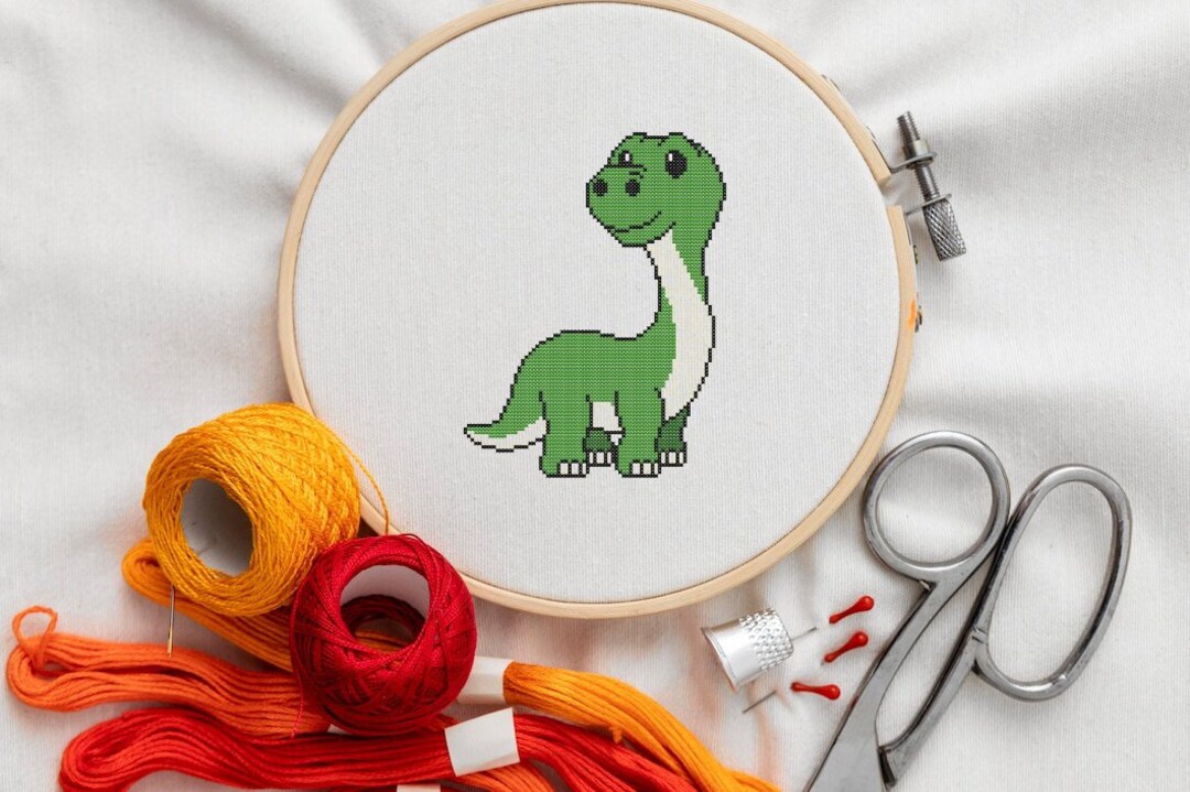 Cross Stitch PDF Pattern Diplodocus - Etsy