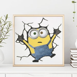 Cross Stitch PDF Pattern Minion Bob on wall
