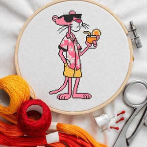 Cross Stitch PDF Pattern Pink Panther