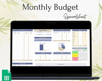 Monthly Budget Spreadsheet | Google Sheets Budget Template | Finance Tracker | Personal Budget Planner | Digital Financial Planner
